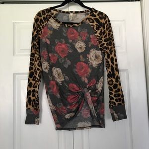 Leopard and floral T-shirt